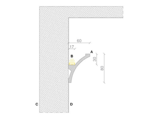 Cornice stondata per luce diffusa led a soffitto Cornice stondata per luce diffusa led a soffitto
