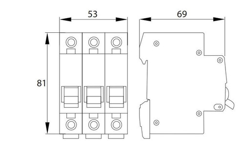 Interruttore magnetotermico tripolare SCHELINGER barra din 20A tipo C Interruttore magnetotermico tripolare SCHELINGER barra din 20A tipo C