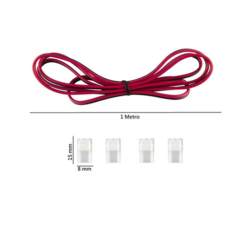 Connettore Striscia-Cavo 8mm conf. 4pz + 1m cavo Connettore Striscia-Cavo 8mm conf. 4pz + 1m cavo