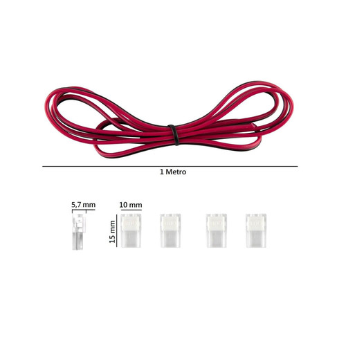 Connettore Striscia-Cavo 10mm conf. 4pz + 1m cavo Connettore Striscia-Cavo 10mm conf. 4pz + 1m cavo
