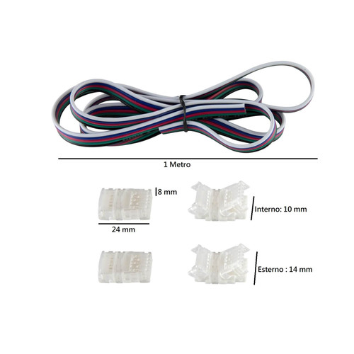 Connettore Striscia-Cavo RGBW 10mm conf. 4pz + 1m cavo Connettore Striscia-Cavo RGBW 10mm conf. 4pz + 1m cavo