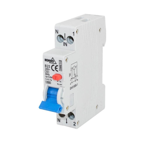 Interruttore magnetotermico differenziale 1P - 25A - 30mA - Tipo AC Interruttore magnetotermico differenziale 1P - 25A - 30mA - Tipo AC