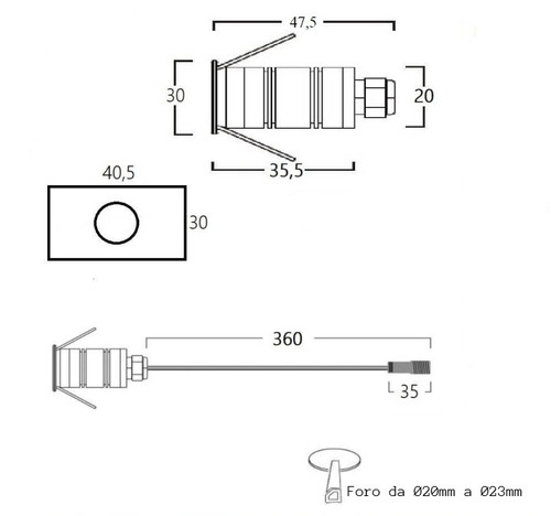 Faretto LED Rettangolare Mini 1W, IP67 - PROFESSIONAL Faretto LED Rettangolare Mini 1W, IP67 - PROFESSIONAL