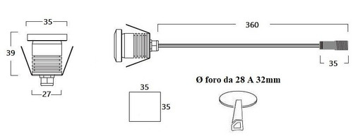 Faretto LED 1W Quadrato, chip Epistar High Lumen, 12-24Vdc,angolo 180°, IP65, dim. 36x36x39mm foro 27mm – SERIE PRO Faretto LED 1W Quadrato, chip Epistar High Lumen, 12-24Vdc,angolo 180°, IP65, dim. 36x36x39mm foro 27mm – SERIE PRO