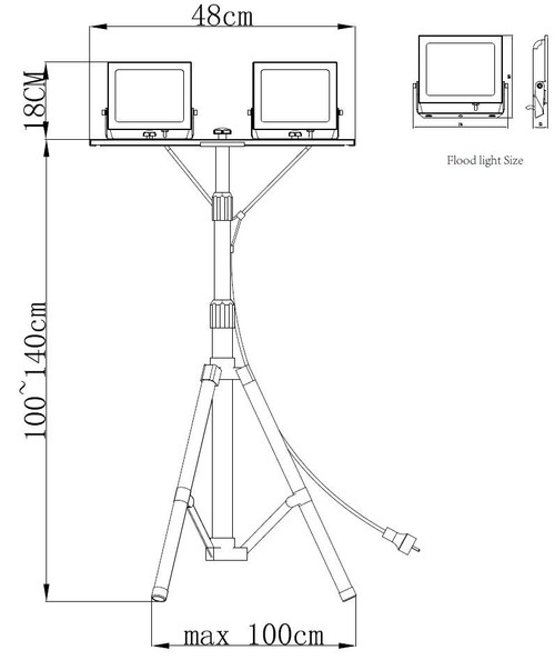 Faro LED da Cantiere 2x50W con Treppiedi Regolabile IP65