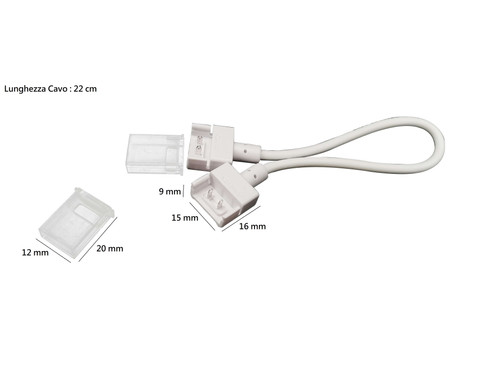 Cavo 2 connettori rapidi per Striscia 220V senza Raddrizzatore, cavo 10cm, conf. 2pz Cavo 2 connettori rapidi per Striscia 220V senza Raddrizzatore, cavo 10cm, conf. 2pz