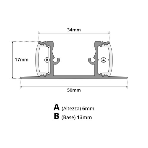 Profilo a Parete Bidirezionale (per striscia LED) - 1 e 2 metri Profilo a Parete Bidirezionale (per striscia LED) - 1 e 2 metri
