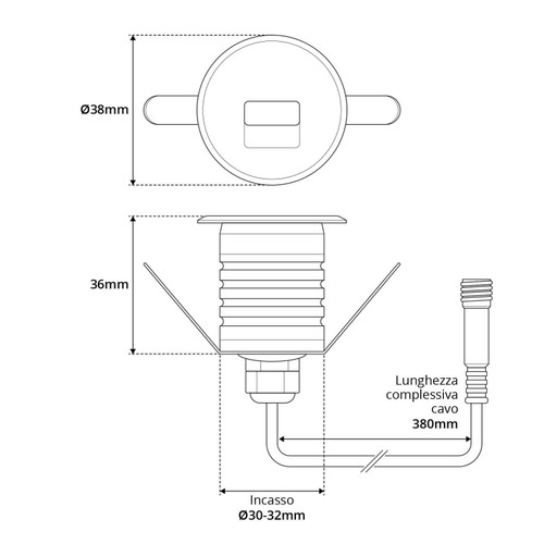Faretto LED Bianco 1W IP67 Professional - per Gradini Faretto LED Bianco 1W IP67 Professional - per Gradini