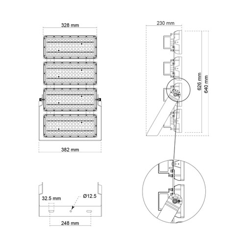 Faro Modulare LED 800W, 167lm/w, No Flick, Dimmerabile - INVENTRONICS Faro Modulare LED 800W, 167lm/w, No Flick, Dimmerabile - INVENTRONICS