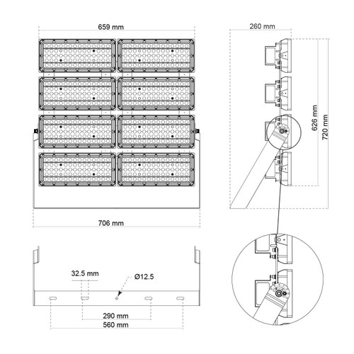 Faro Modulare LED 1.600W IP66, 167lm/W Dimmerabile DALI - INVENTRONICS Faro Modulare LED 1.600W IP66, 167lm/W Dimmerabile DALI - INVENTRONICS