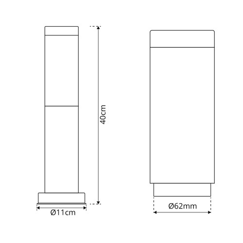 Paletto Cilindrico 40cm NERO, E27 Paletto Cilindrico 40cm NERO, E27