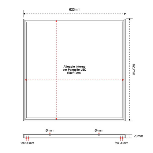 Cornice Incasso per Cartongesso Pannelli LED 60x60 Cornice Incasso per Cartongesso Pannelli LED 60x60