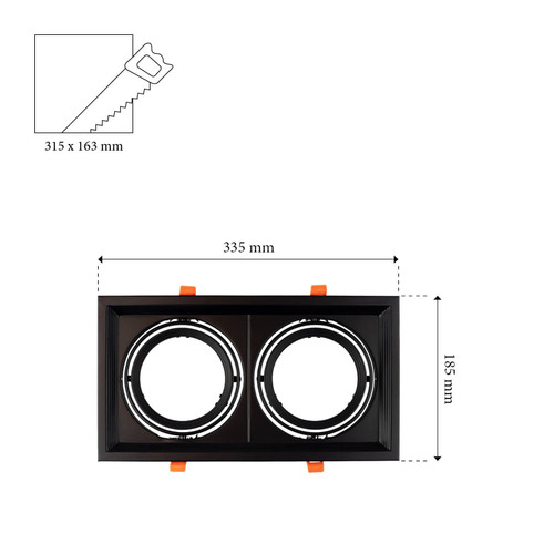 Faro Incasso 2xAR111, NERO Faro Incasso 2xAR111, NERO