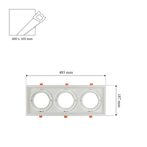 Faro Incasso 3xAR111, BIANCO Faro Incasso 3xAR111, BIANCO