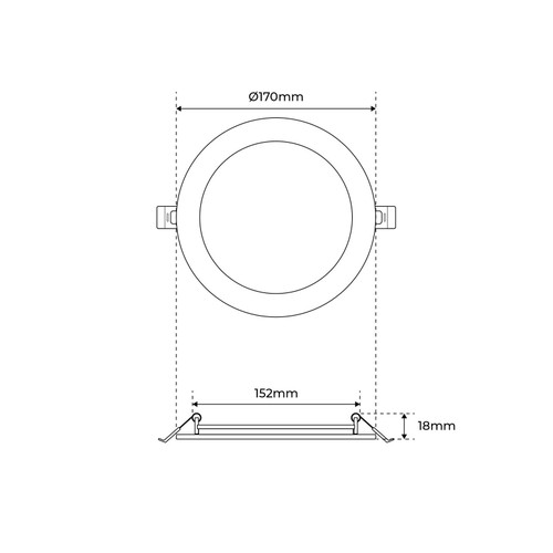 Pannello LED Rotondo 15W, 1.500lm, no Flickering, Foro Ø153-160mm Pannello LED Rotondo 15W, 1.500lm, no Flickering, Foro Ø153-160mm