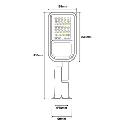 Armatura stradale 30W IP65, asimm. 70x140° - 145lm/W Armatura stradale 30W IP65, asimm. 70x140° - 145lm/W