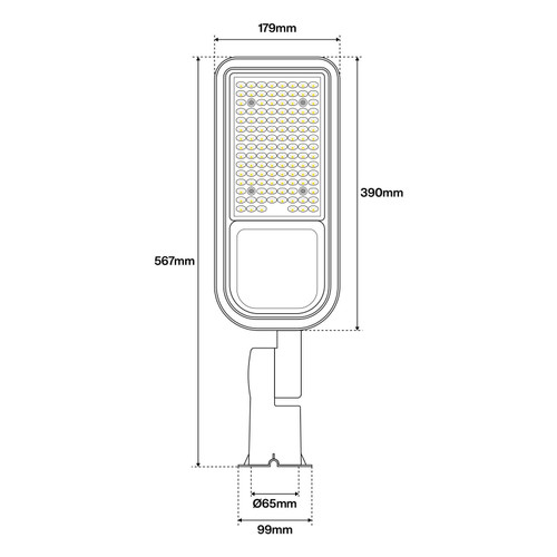 Armatura stradale 100W IP65, asimm. 70x140° - 145lm/W Armatura stradale 100W IP65, asimm. 70x140° - 145lm/W