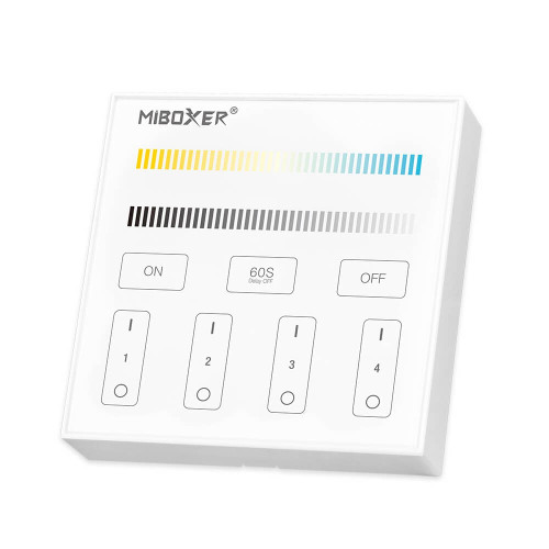 Pannello Full Touch Dimmer CCT, 4 zone, WiFi, Base magnetica - White