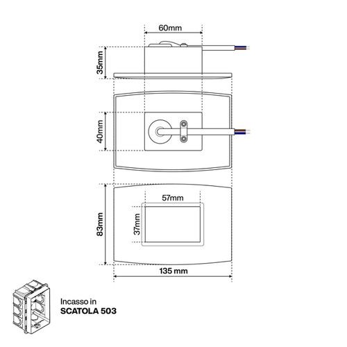 Segnapasso LED per scatola 503 2W, Luce Simmetrica - Da Incasso Segnapasso LED per scatola 503 2W, Luce Simmetrica - Da Incasso