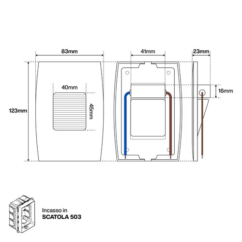 Segnapasso LED Bianco 2W per Scatola 503 - Luce Asimmetrica Segnapasso LED Bianco 2W per Scatola 503 - Luce Asimmetrica