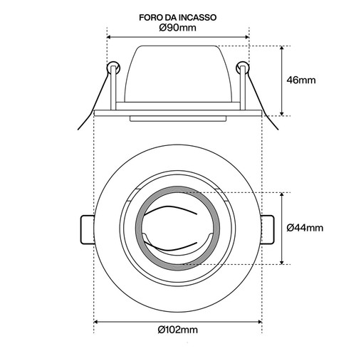 Portafaretto GU10 e MR16 Orientabile Tondo Foro Ø95mm Bianco Portafaretto GU10 e MR16 Orientabile Tondo Foro Ø95mm Bianco