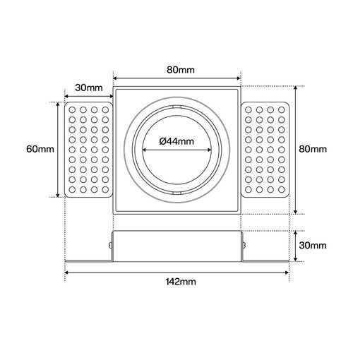 Portafaretto da Incasso per cartongesso Quadrato Orientabile con alette pitturabili Portafaretto da Incasso per cartongesso Quadrato Orientabile con alette pitturabili