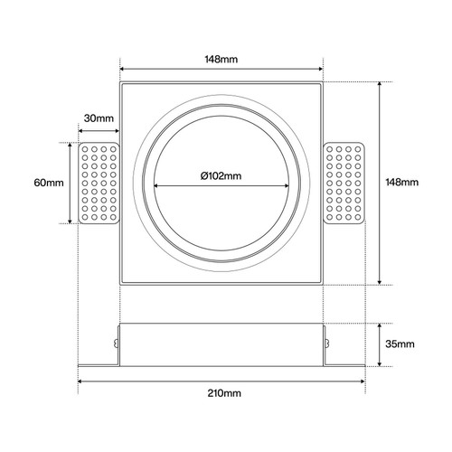 Portafaretto Incasso AR111 Quadrato Orientabile con alette pitturabili Portafaretto Incasso AR111 Quadrato Orientabile con alette pitturabili