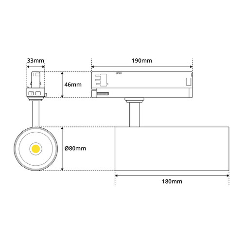 Faro LED 40W, Dimmerabile 0-10V, Trifase, 60°, Nero, 3CCT Faro LED 40W, Dimmerabile 0-10V, Trifase, 60°, Nero, 3CCT