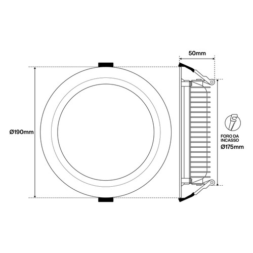 Faro LED da Incasso 32W, Foro 175MM, PHILIPS DRIVER, Bianco Faro LED da Incasso 32W, Foro 175MM, PHILIPS DRIVER, Bianco