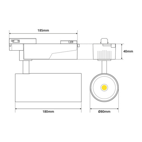 Faro LED 40W Dimmerabile, Binario Monofase 38°/60° Nero, CCT, CRI92 Faro LED 40W Dimmerabile, Binario Monofase 38°/60° Nero, CCT, CRI92