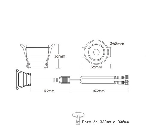 Faretto da Iincasso 3W CCT, IP66, 12Vdc, 36°, Ø 40MM Faretto da Iincasso 3W CCT, IP66, 12Vdc, 36°, Ø 40MM