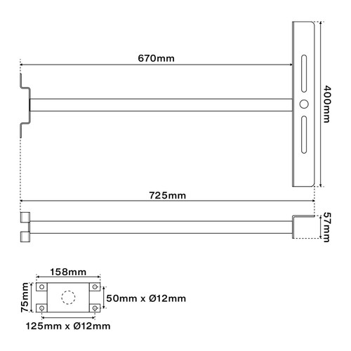Braccio 68CM per Fari LED Braccio 68CM per Fari LED