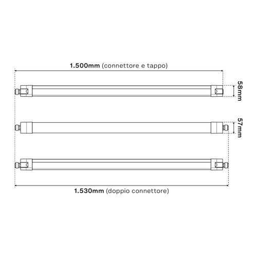 Plafoniera LED Stagna 150cm 48W, 120lm/w, IK08, IP66, CCT Plafoniera LED Stagna 150cm 48W, 120lm/w, IK08, IP66, CCT