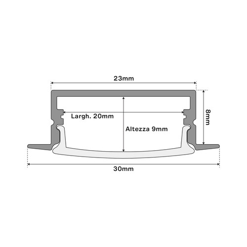 Profilo Incasso per Doppia Striscia LED 1m e 2m - NERO Profilo Incasso per Doppia Striscia LED 1m e 2m - NERO