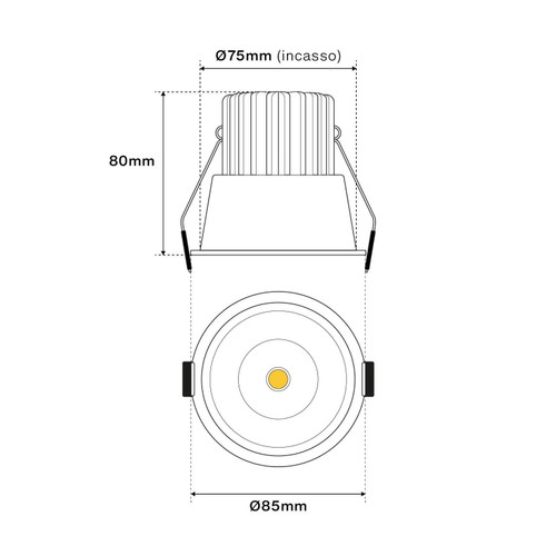 Faro da Incasso 12W Foro Ø75mm Nero IP40 CCT BRIDGELUX LED 3 Parabole Faro da Incasso 12W Foro Ø75mm Nero IP40 CCT BRIDGELUX LED 3 Parabole