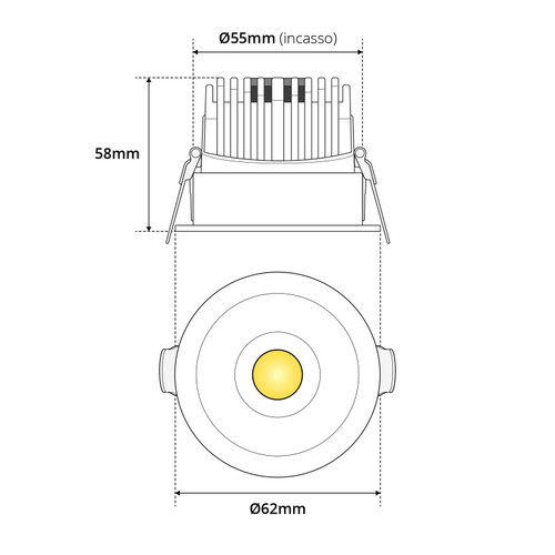 Faro LED Incasso 8W Foro Ø55mm IP65 CCT BRIDGELUX LED Bianco Variabile Faro LED Incasso 8W Foro Ø55mm IP65 CCT BRIDGELUX LED Bianco Variabile