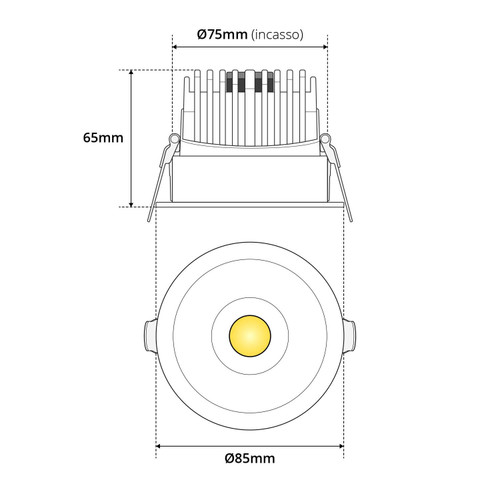 Faro LED Incasso 12W Foro Ø75mm IP65 CCT BRIDGELUX LED Bianco Variabile Faro LED Incasso 12W Foro Ø75mm IP65 CCT BRIDGELUX LED Bianco Variabile