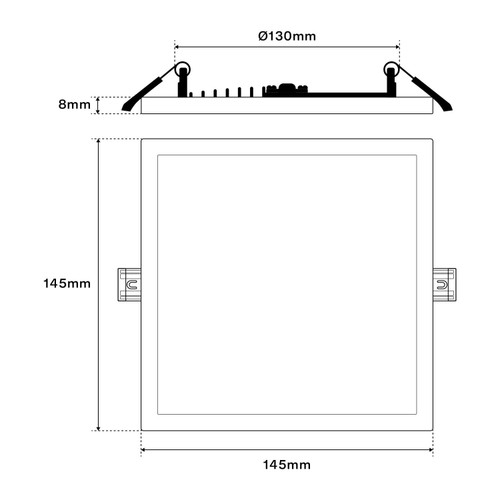 Pannello LED 12W da incasso Quadrato, Foro Tondo Ø130mm CCT Pannello LED 12W da incasso Quadrato, Foro Tondo Ø130mm CCT