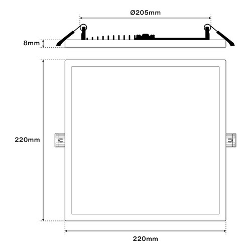 Pannello LED 24W da incasso Quadrato, Foro Tondo Ø205mm, CCT Pannello LED 24W da incasso Quadrato, Foro Tondo Ø205mm, CCT