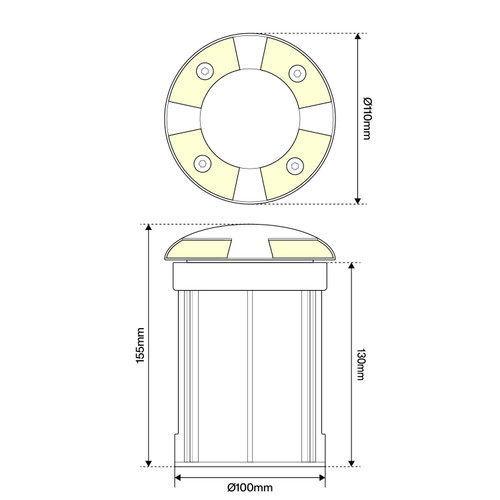 Faretto Interrato 4 Direzioni 1xGU10, IP67 - INOX Faretto Interrato 4 Direzioni 1xGU10, IP67 - INOX