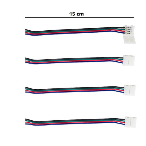 Connettore RGB 4Pin 10mm + cavo 15cm (per strisce LED) - (Conf. 4pz) Connettore RGB 4Pin 10mm + cavo 15cm (per strisce LED) - (Conf. 4pz)