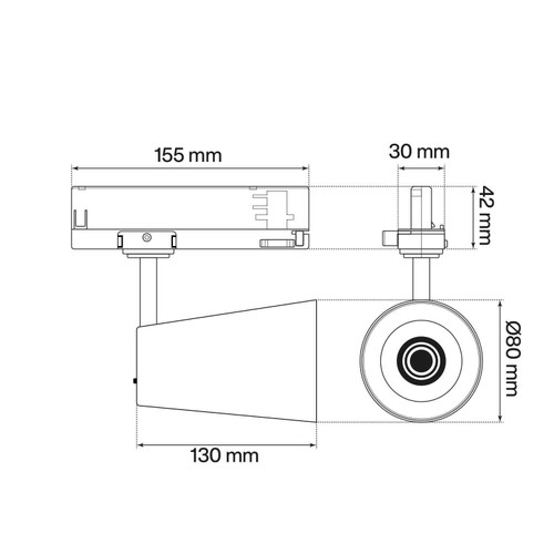 Faro LED 30W Trifase Nero CRI92 CCT Bianco Variabile 38° Bridgelux LED Faro LED 30W Trifase Nero CRI92 CCT Bianco Variabile 38° Bridgelux LED