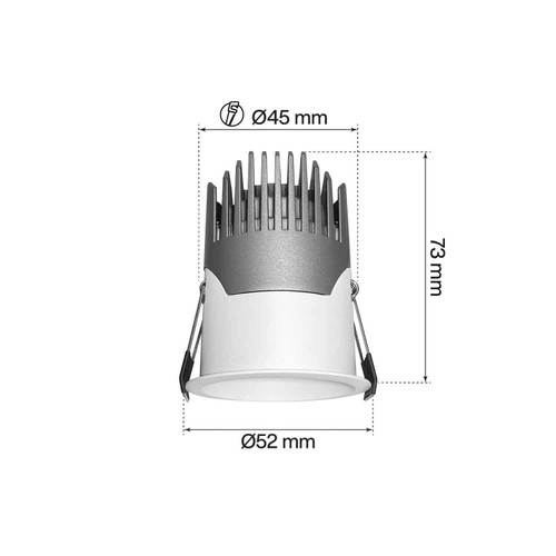 Faretto LED da Incasso 6W Foro Ø54mm, CRI92, UGR19, IP65, CLASSE II Faretto LED da Incasso 6W Foro Ø54mm, CRI92, UGR19, IP65, CLASSE II