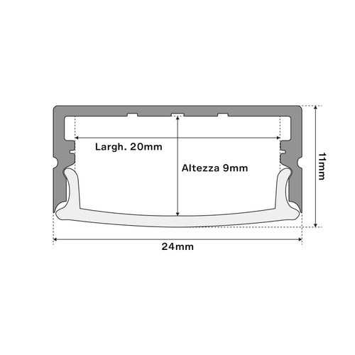 Profilo Slim per Doppia striscia LED 1m e 2m Profilo Slim per Doppia striscia LED 1m e 2m