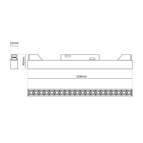 Faro LED Lineare 18W Magnetico 32cm CRI92, UGR16, Bianco 48V Faro LED Lineare 18W Magnetico 32cm CRI92, UGR16, Bianco 48V