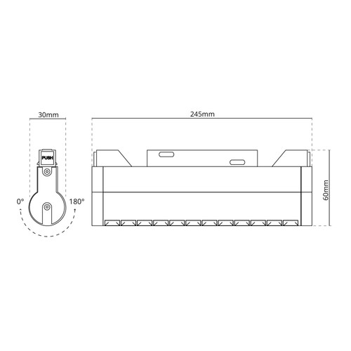 Faro LED Lineare 12W Magnetico, 24cm, CRI92, UGR16, Nero 48V Faro LED Lineare 12W Magnetico, 24cm, CRI92, UGR16, Nero 48V