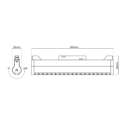 Faro LED Lineare 18W Magnetico 36cm, CRI92 UGR16, Nero 48V Faro LED Lineare 18W Magnetico 36cm, CRI92 UGR16, Nero 48V