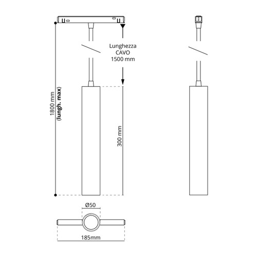 Lampada a Sospensione 10W Magnetica, CCT, CRI92, Nera Lampada a Sospensione 10W Magnetica, CCT, CRI92, Nera