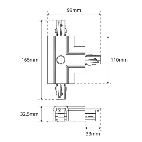 Connettore Tipo "T" DX2 Bianco per Binario Trifase da Incasso Connettore Tipo "T" DX2 Bianco per Binario Trifase da Incasso