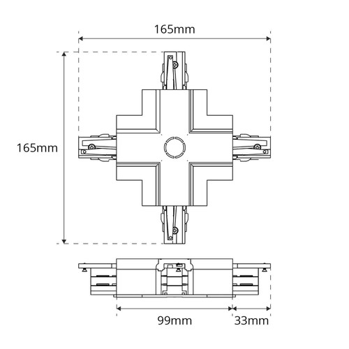 Connettore Tipo "X" Bianco per Binario Trifase da incasso